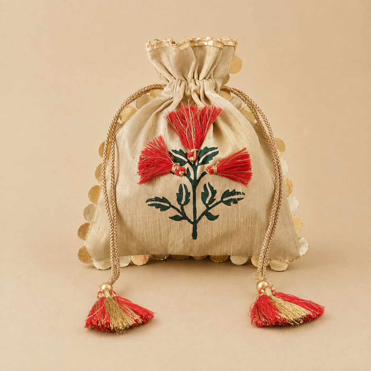 Off-White Marigold Silk Potli