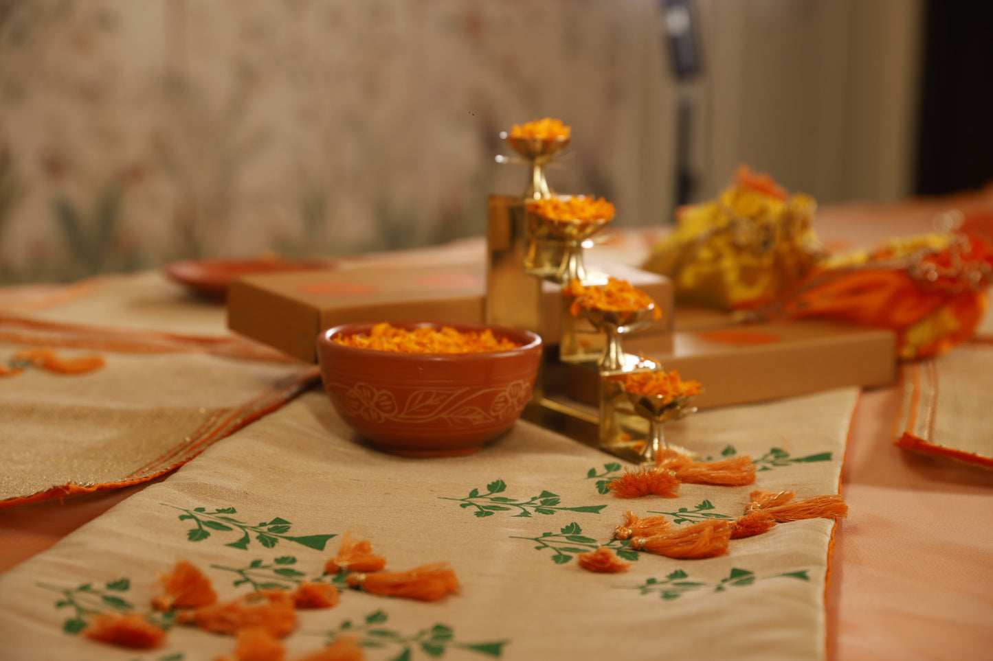 Orange Marigold Silk Runner