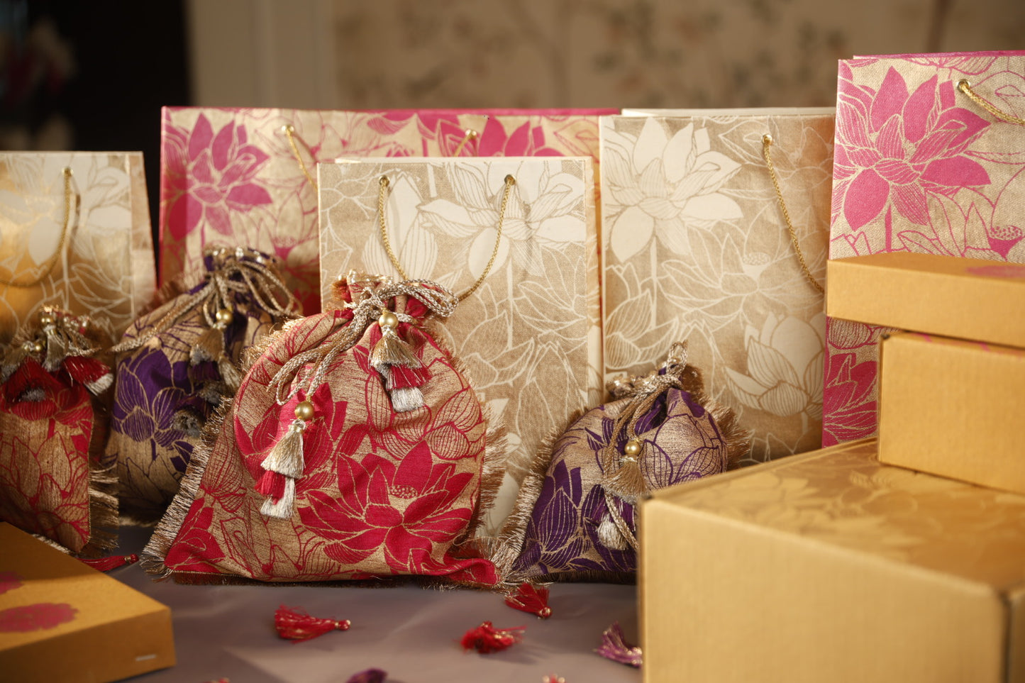 Purple Lotus Silk Potli