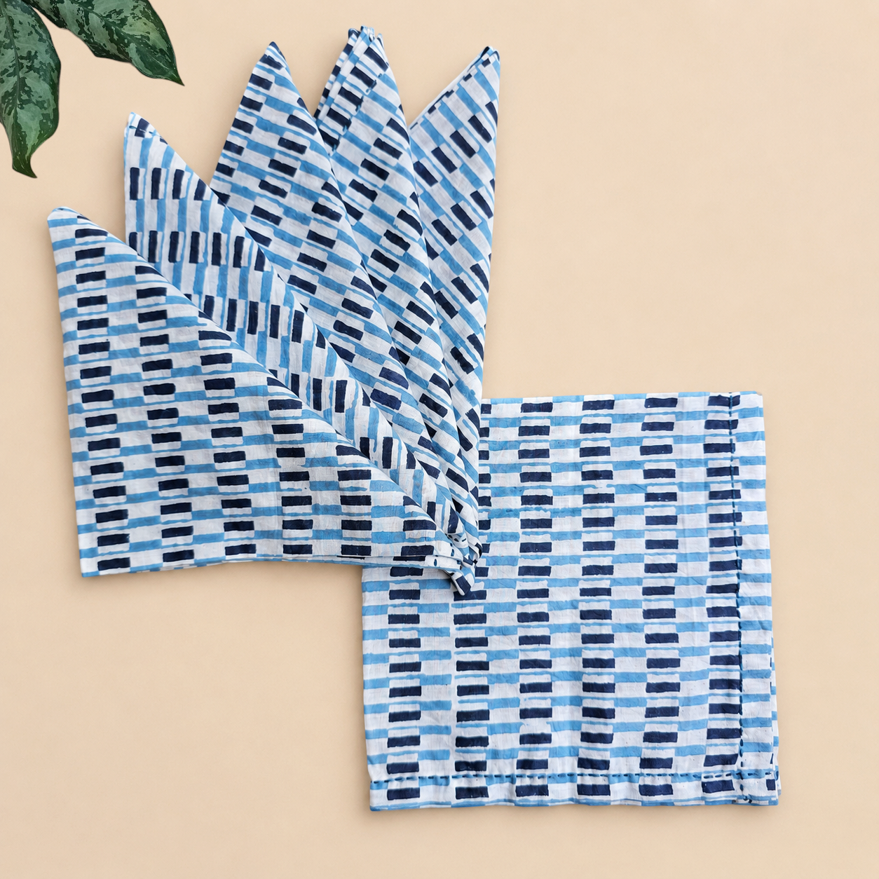 Indigo Brick Canvas Table Mats (Set of 6)