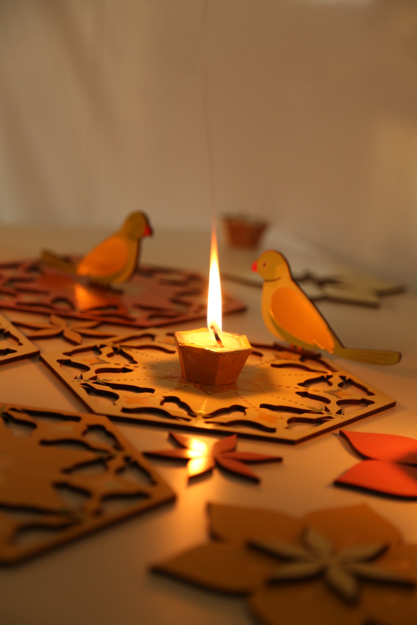 Yellow Parrot Rangoli