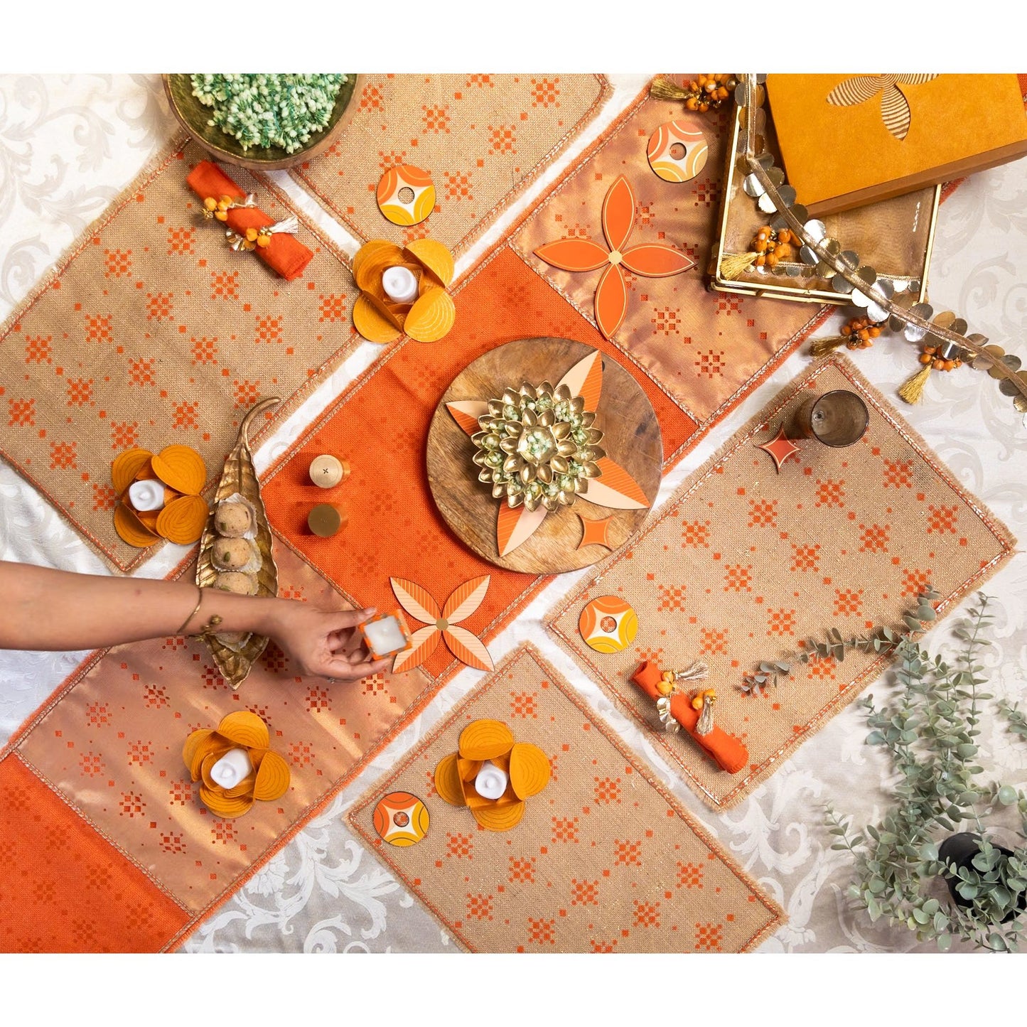 Orange Sitara Table Mats (Set of 8)