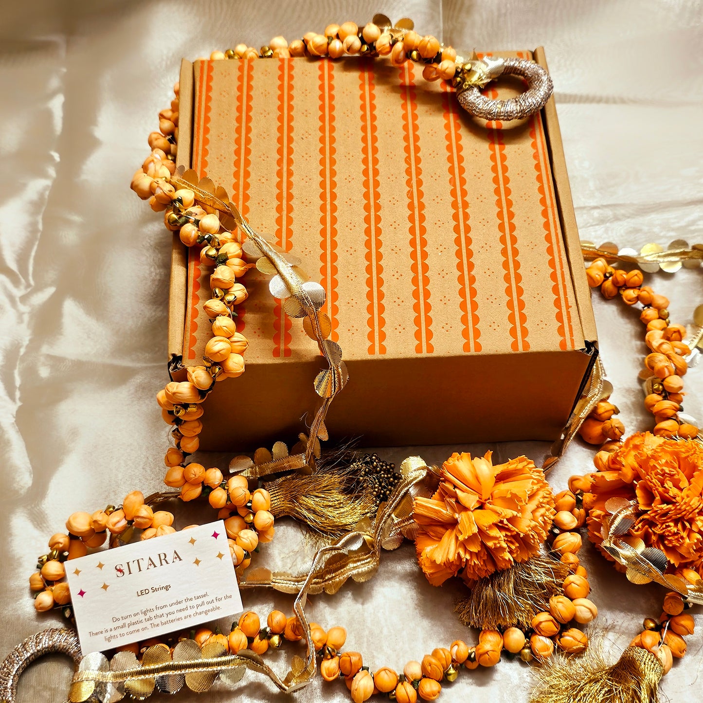 Peach Shola Buds LED String (Set of 2)