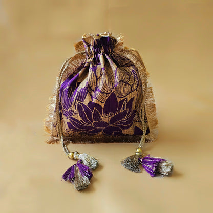 Purple Lotus Silk Potli