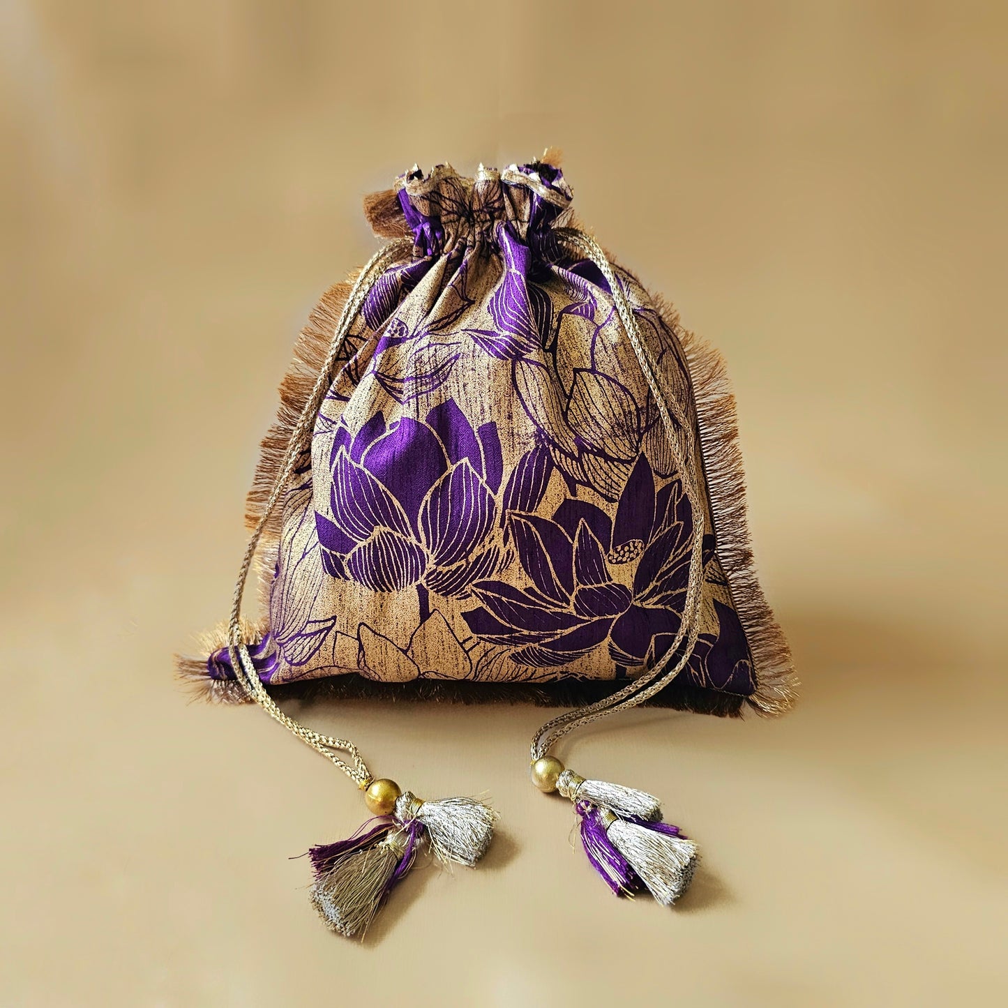 Purple Lotus Silk Potli
