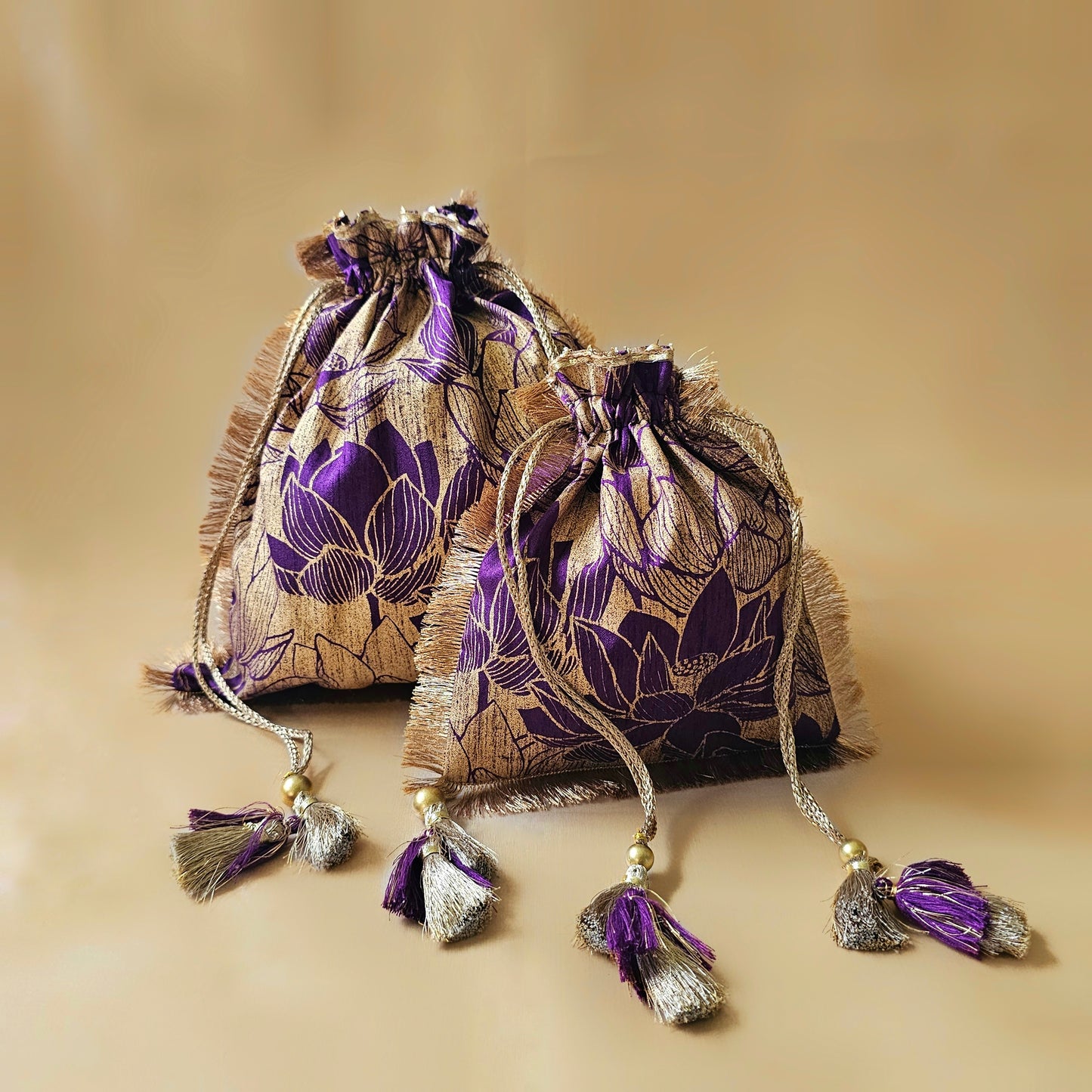 Purple Lotus Silk Potli
