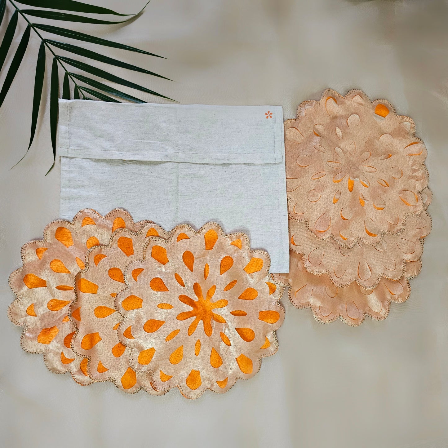 Orange Marigold Cutwork Placemats (Set of 6)