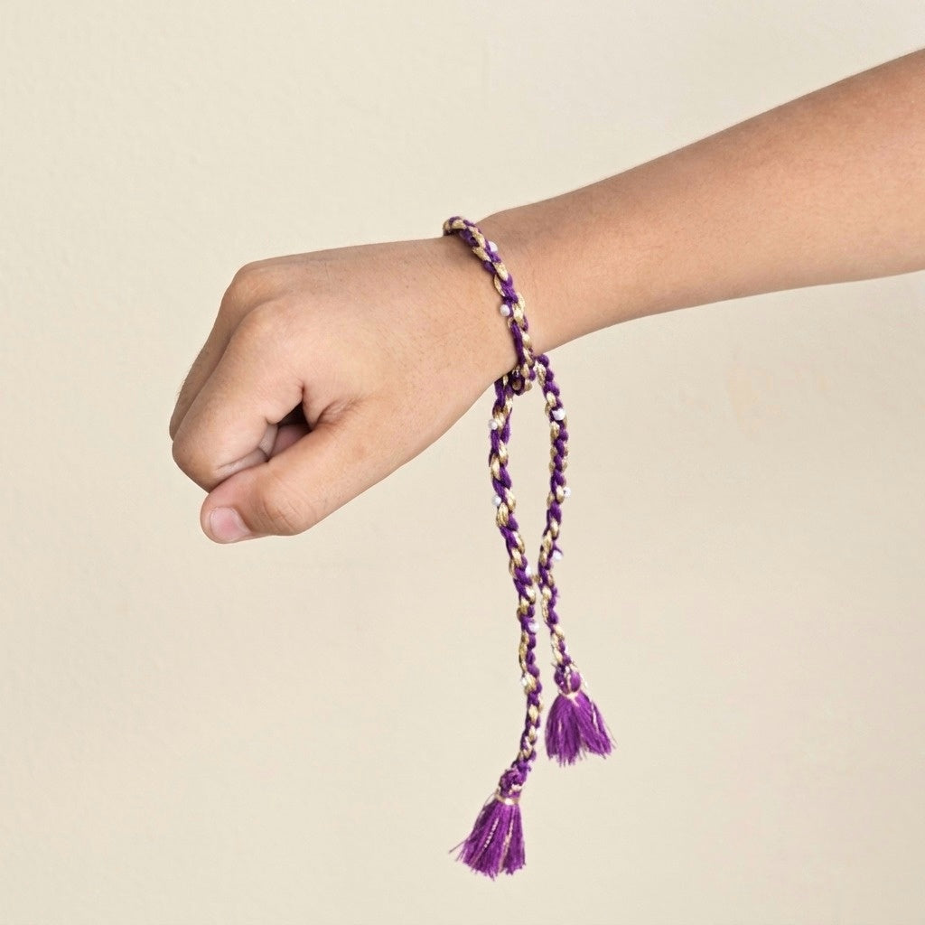 Purple Cheed Rakhi Set