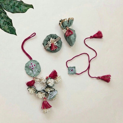 Mint Green Cheed Rakhi Set (Large)