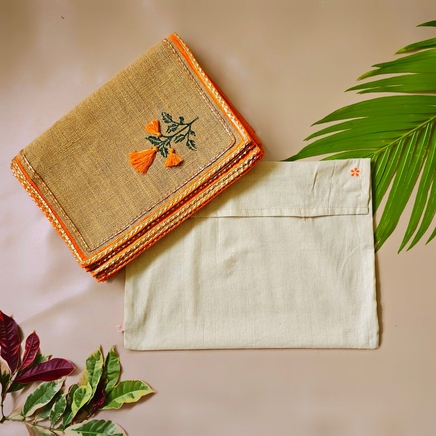 Orange Marigold Jute Table Mats (Set of 6)