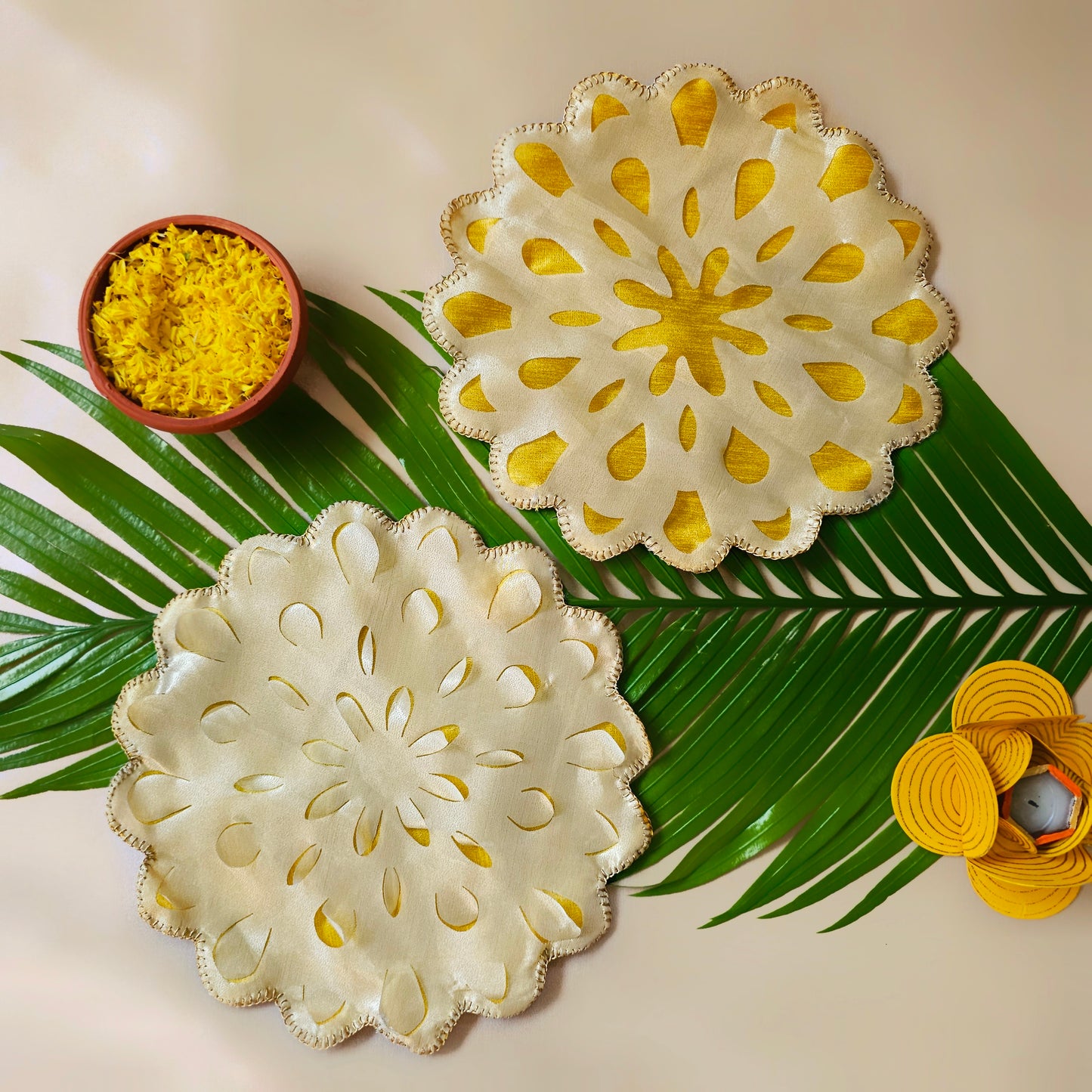 Yellow Marigold Cutwork Placemats (Set of 6)