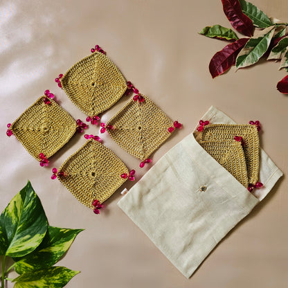 Pink Crochet Coasters (Set of 6)