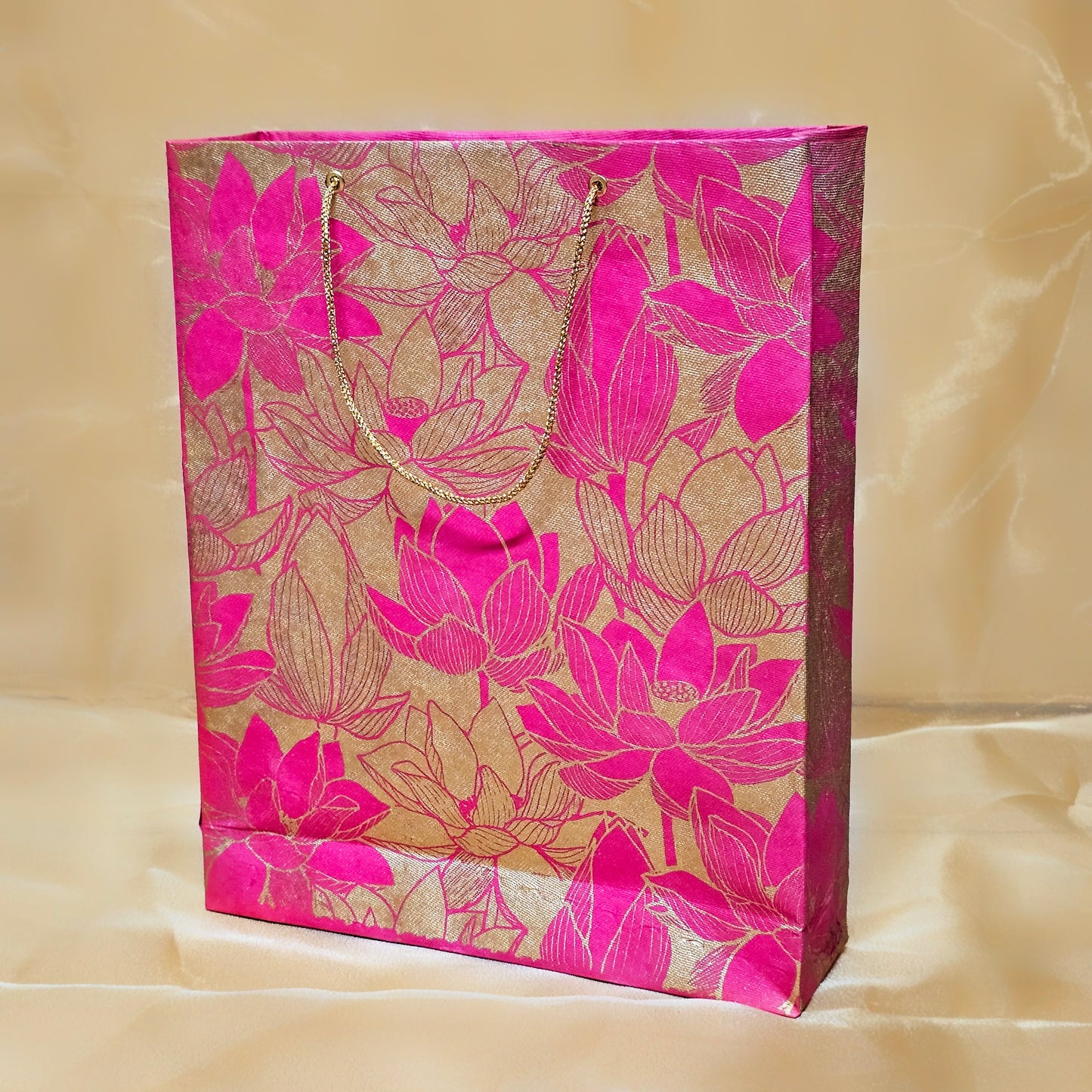 Pink Lotus Paper Bag (Set of 3)