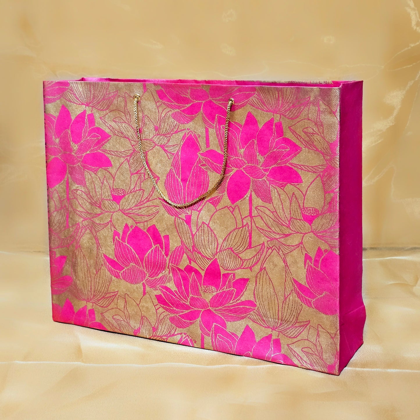 Pink Lotus Paper Bag (Set of 3)