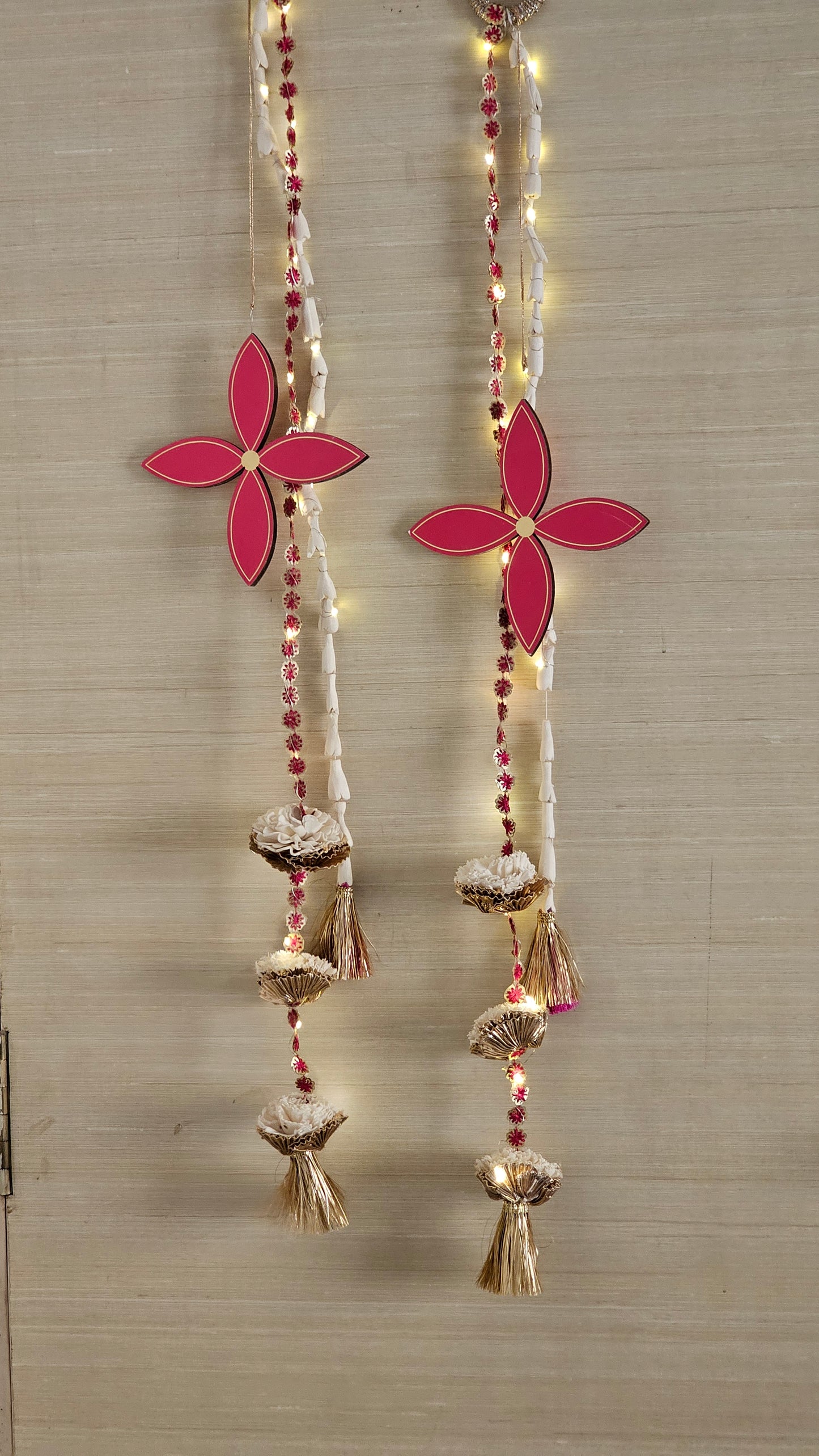 Pink MDF & Shola LED String (Set of 2)