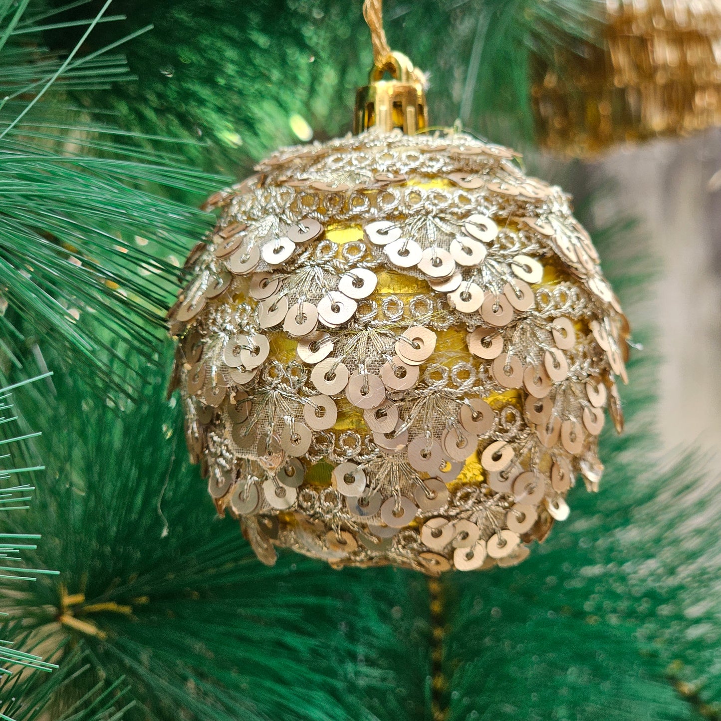 Gold Festive Ball Ornaments (Set of 3)