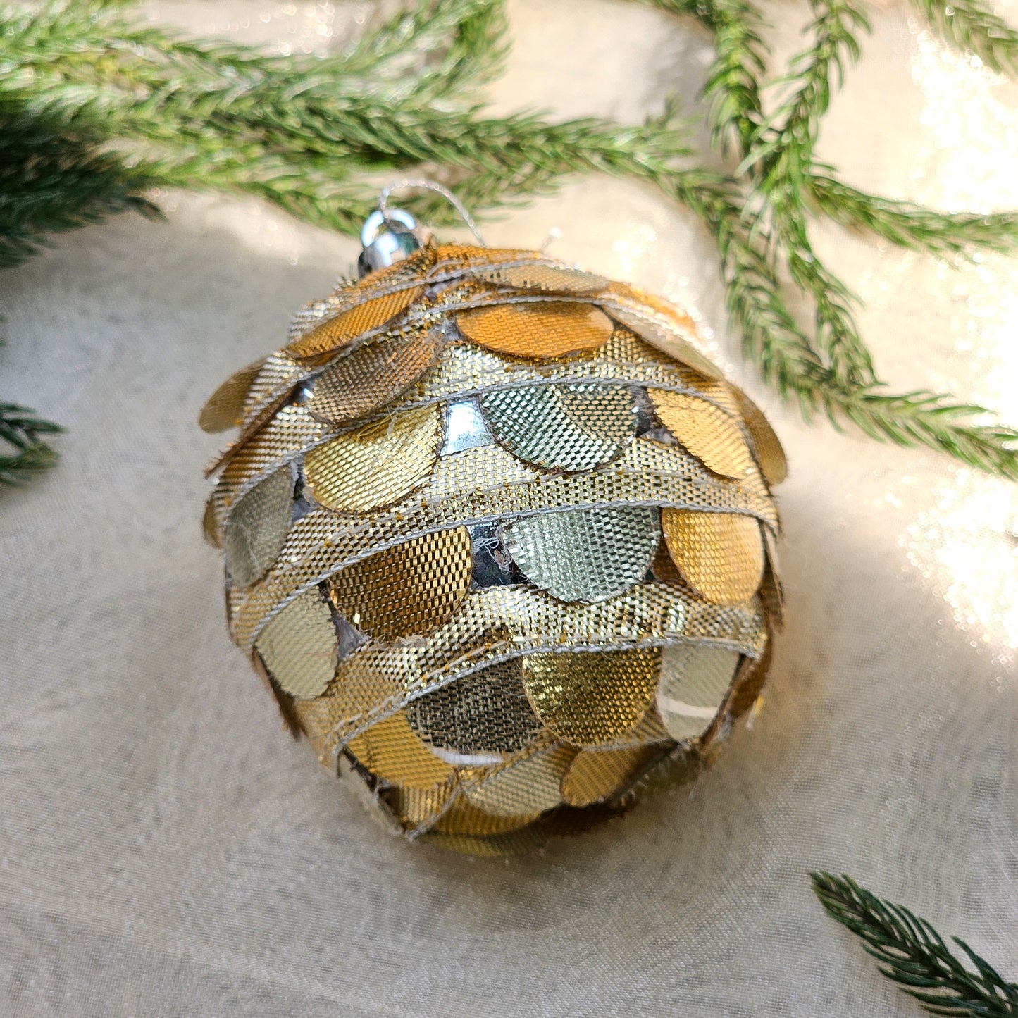 Gold Festive Ball Ornaments (Set of 3)