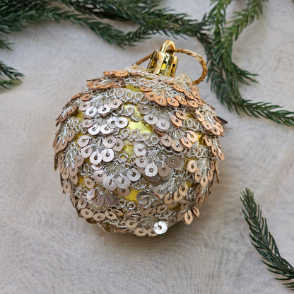Gold Festive Ball Ornaments (Set of 3)
