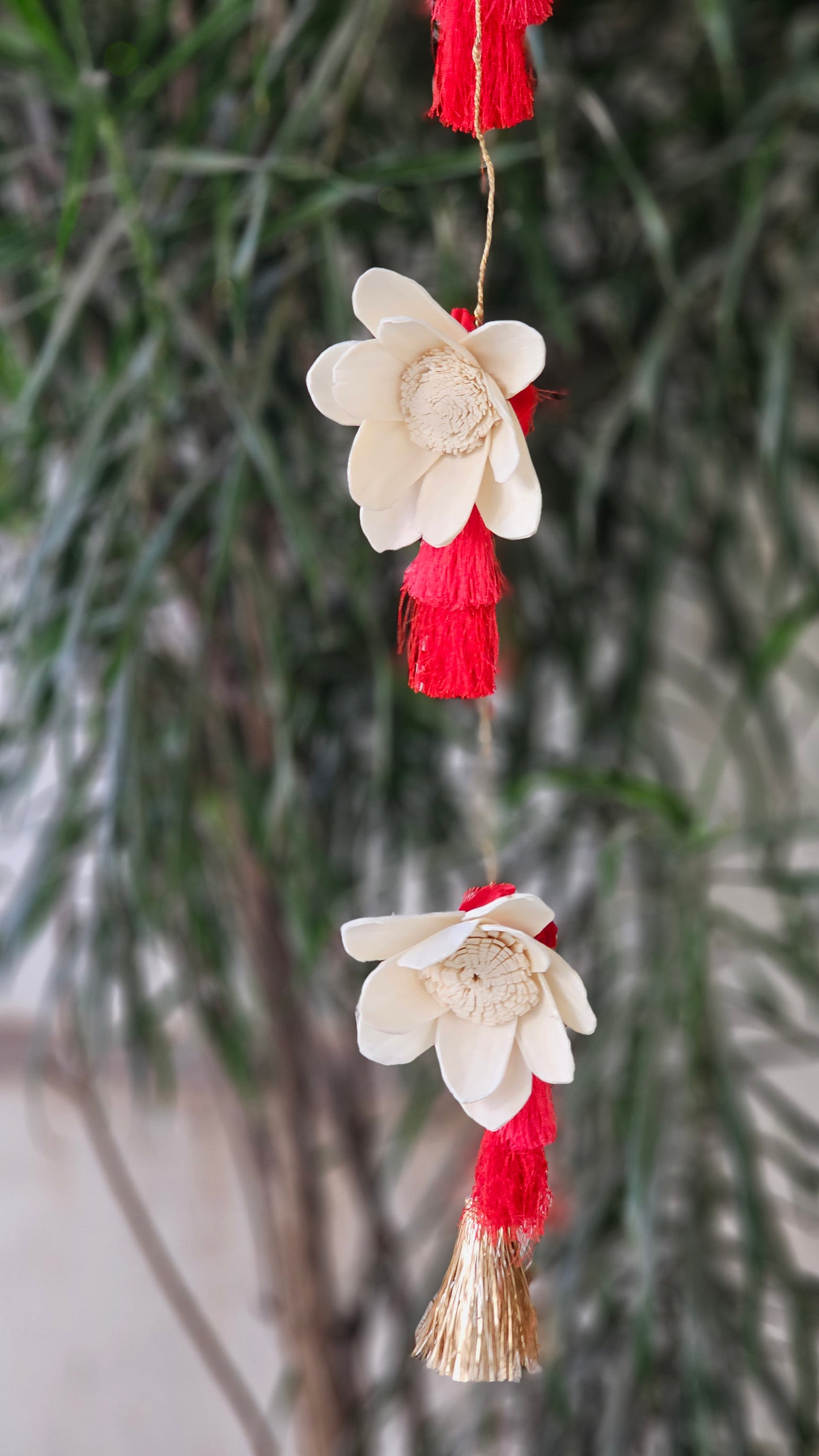 Red Christmas Shola LED Door Hangings (Set of 2)