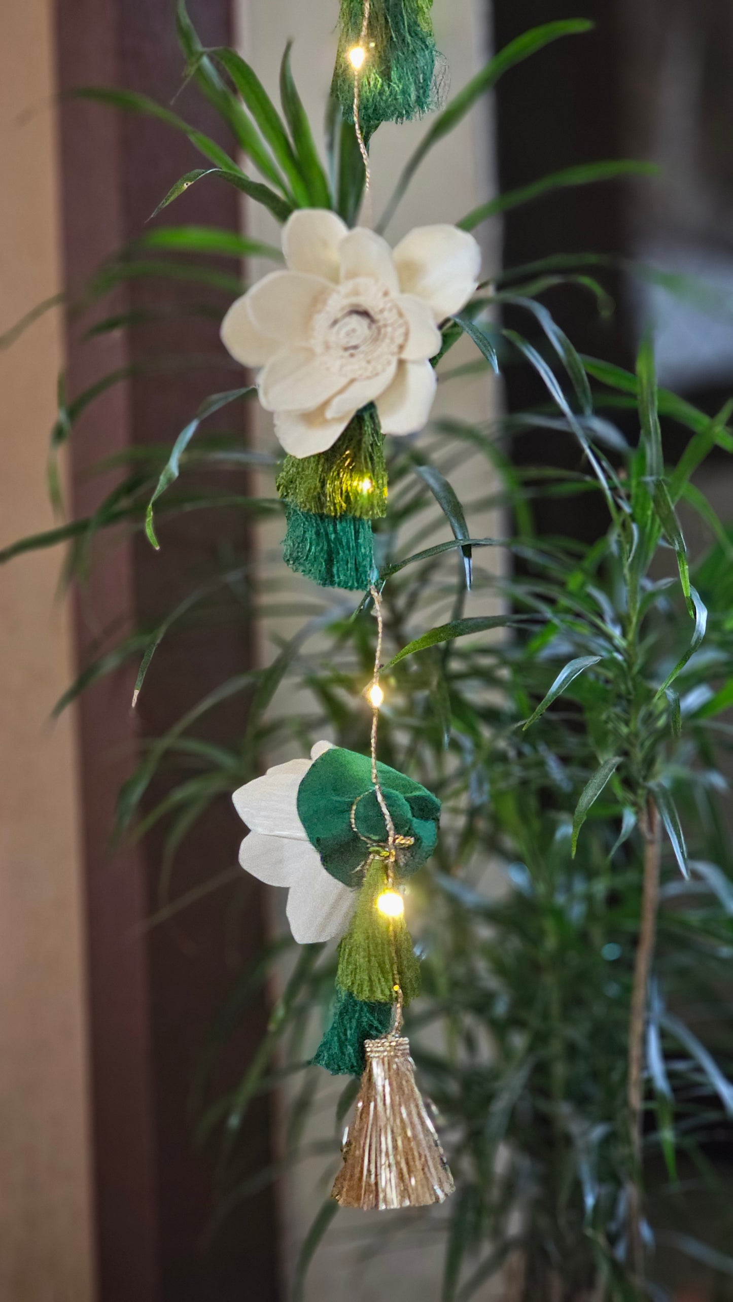 Green Christmas Shola LED Door Hangings (Set of 2)