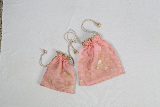 Pink Organza Parrot Potli