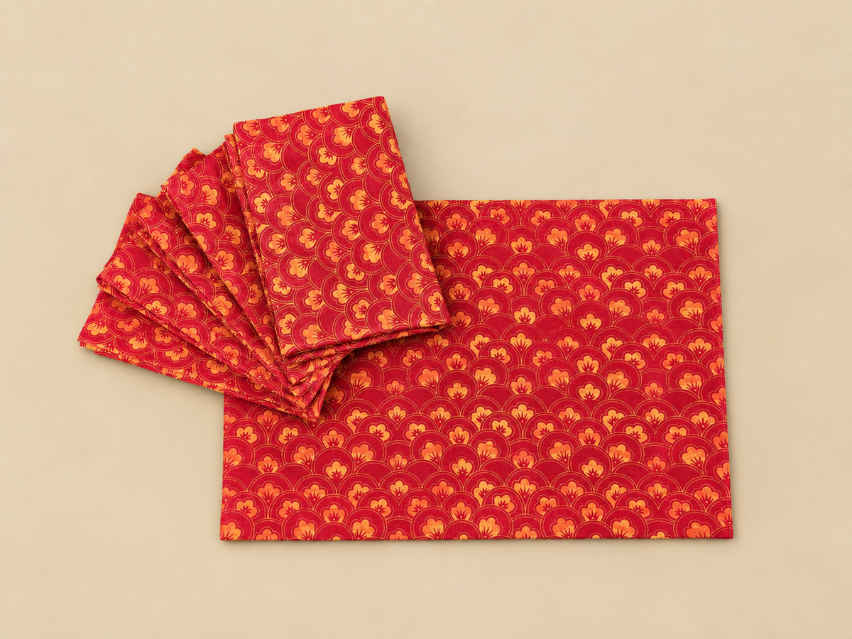 Red Anar Silk Table Mats (Set of 6) (Copy)