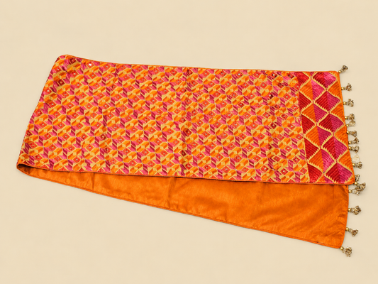 Orange-Pink Phulkari Table Runner