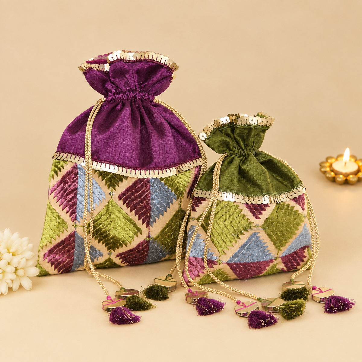 Green Phulkari Potli (500g)