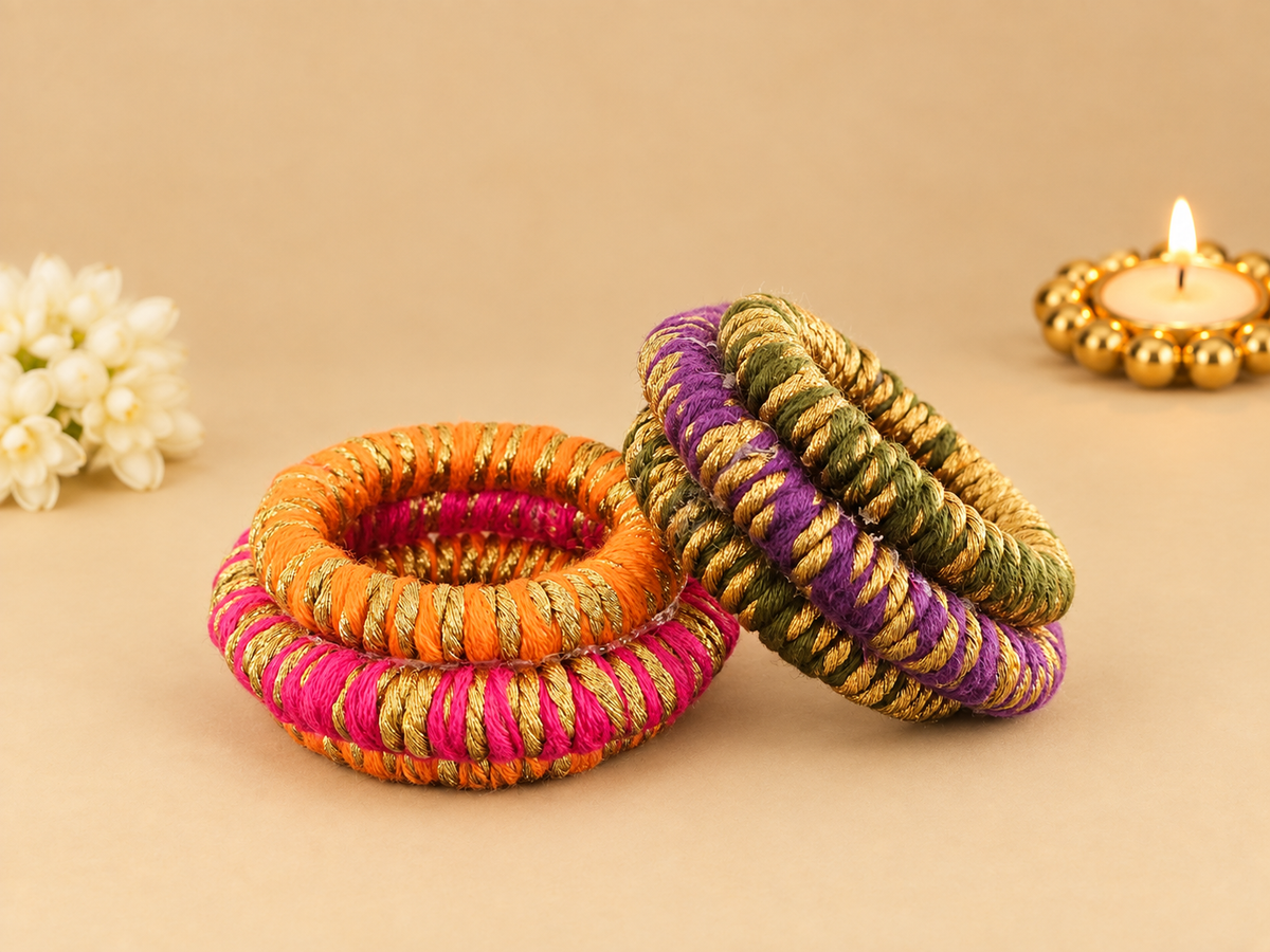 Purple-Green Napkin Rings (Set of 6)