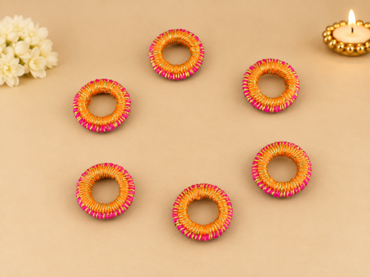 Orange-Pink Napkin Rings (Set of 6)
