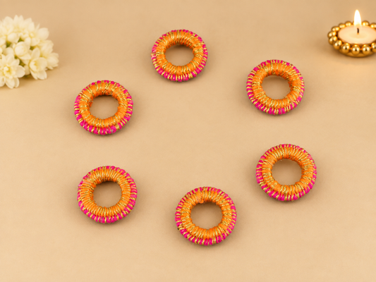 Orange-Pink Napkin Rings (Set of 6)