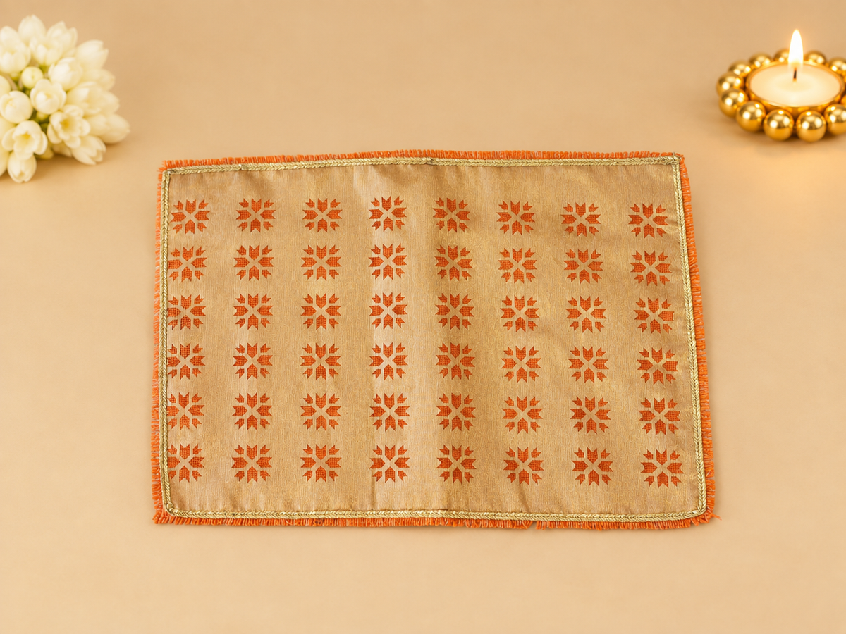 Orange Phulkari Tissue Table Mats (Set of 6)