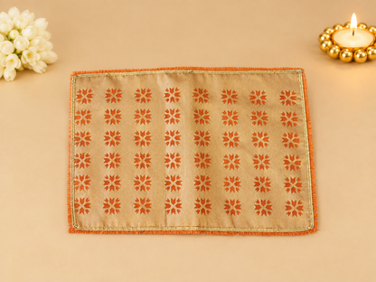 Orange Phulkari Tissue Table Mats (Set of 6)