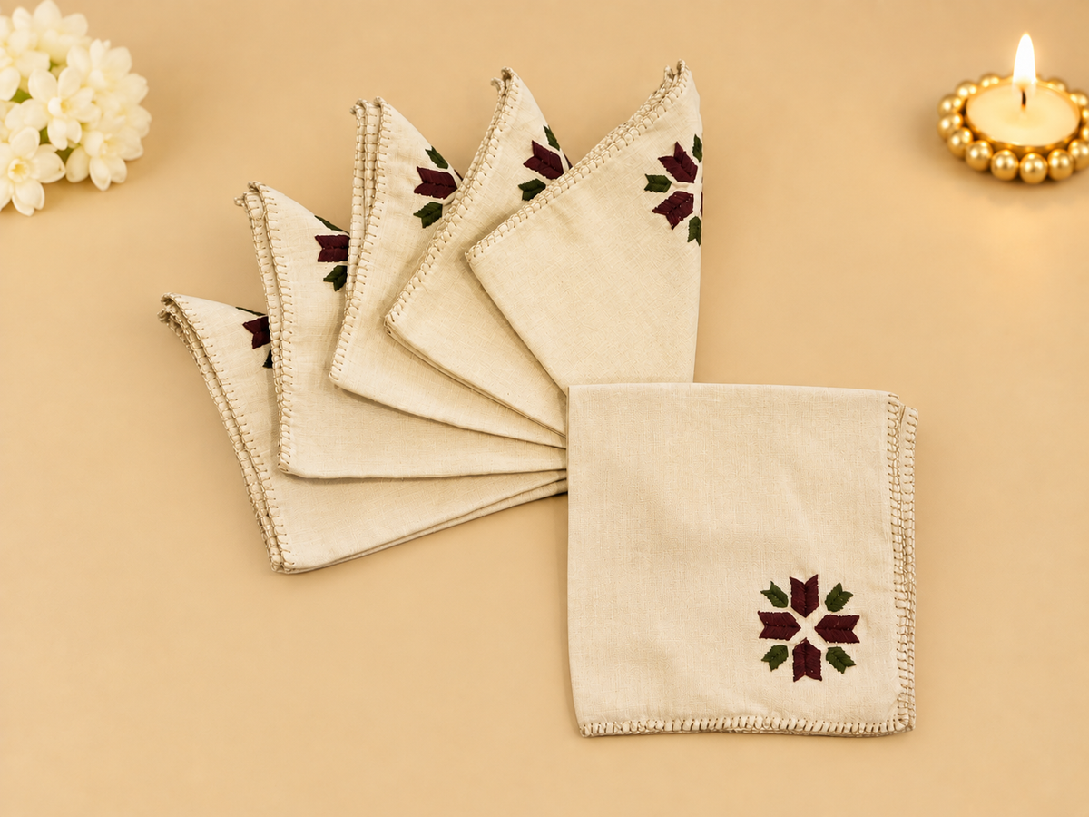 Purple-Green Motif Napkins (Set of 6)