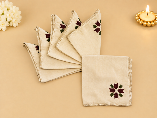 Purple-Green Motif Napkins (Set of 6)