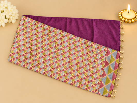 Purple-Green Phulkari Table Runner