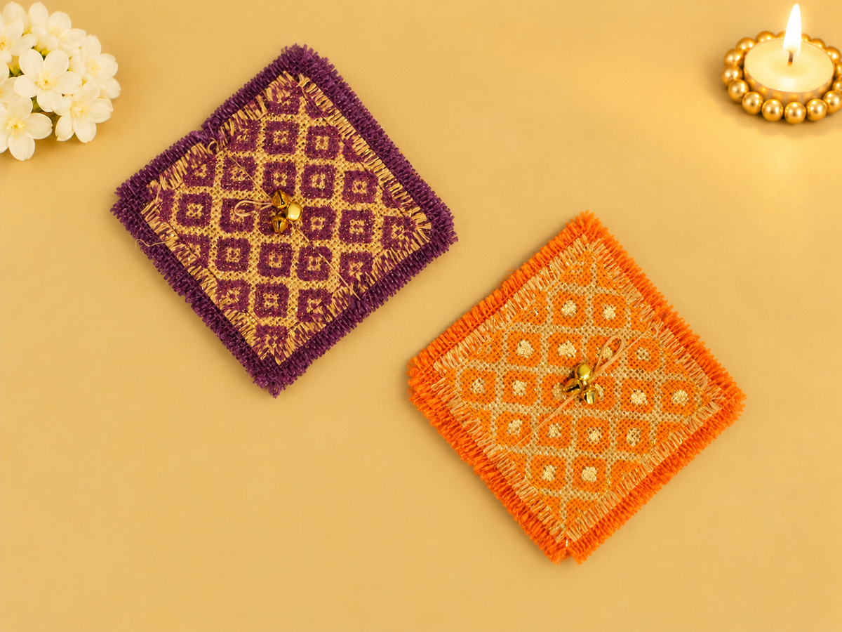 Orange Jute Coasters (Set of 6)