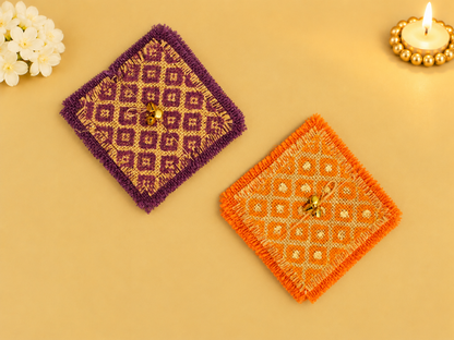 Orange Jute Coasters (Set of 6)