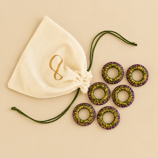 Purple-Green Napkin Rings (Set of 6)