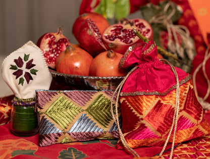 Purple Phulkari Silk Money Envelope