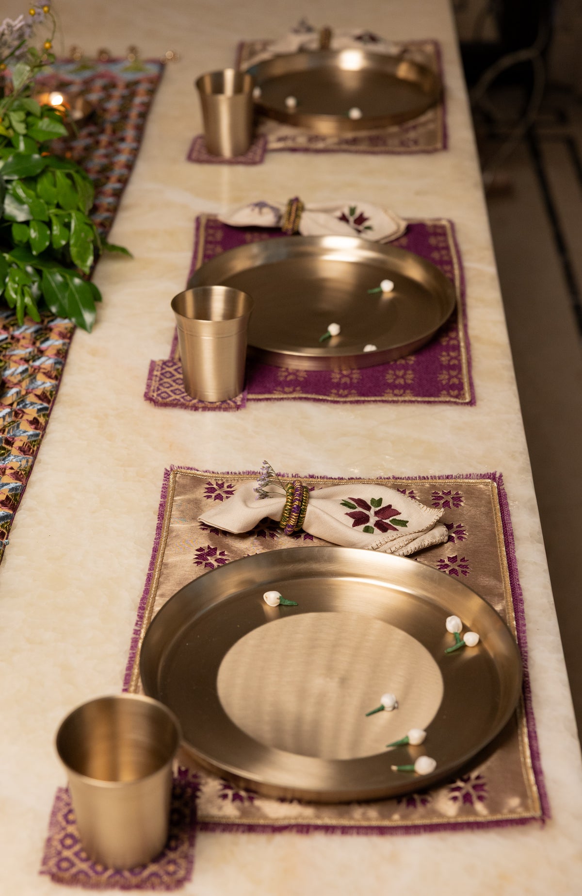 Purple Phulkari Tissue Table Mats (Set of 6)