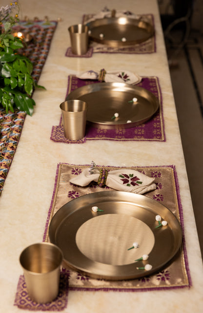 Purple Phulkari Tissue Table Mats (Set of 6)