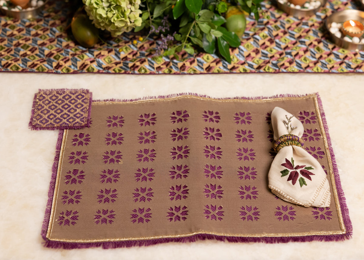 Purple Phulkari Tissue Table Mats (Set of 6)