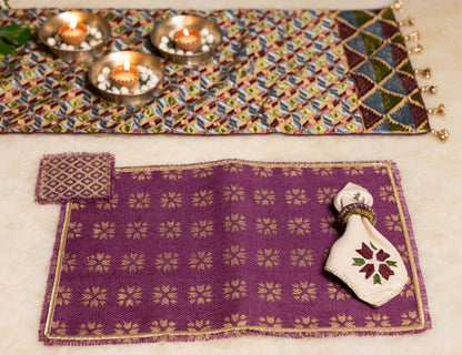 Purple Phulkari Jute Table Mats (Set of 6) (Copy)