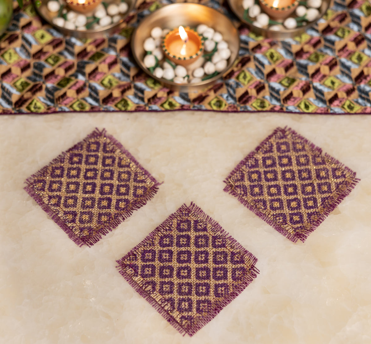 Purple Jute Coasters (Set of 6)