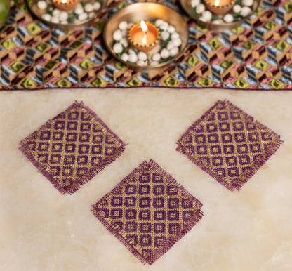 Purple Jute Coasters (Set of 6)