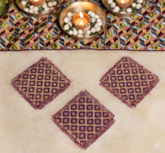 Purple Jute Coasters (Set of 6)