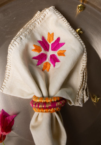 Orange-Pink Motif Napkins (Set of 6)
