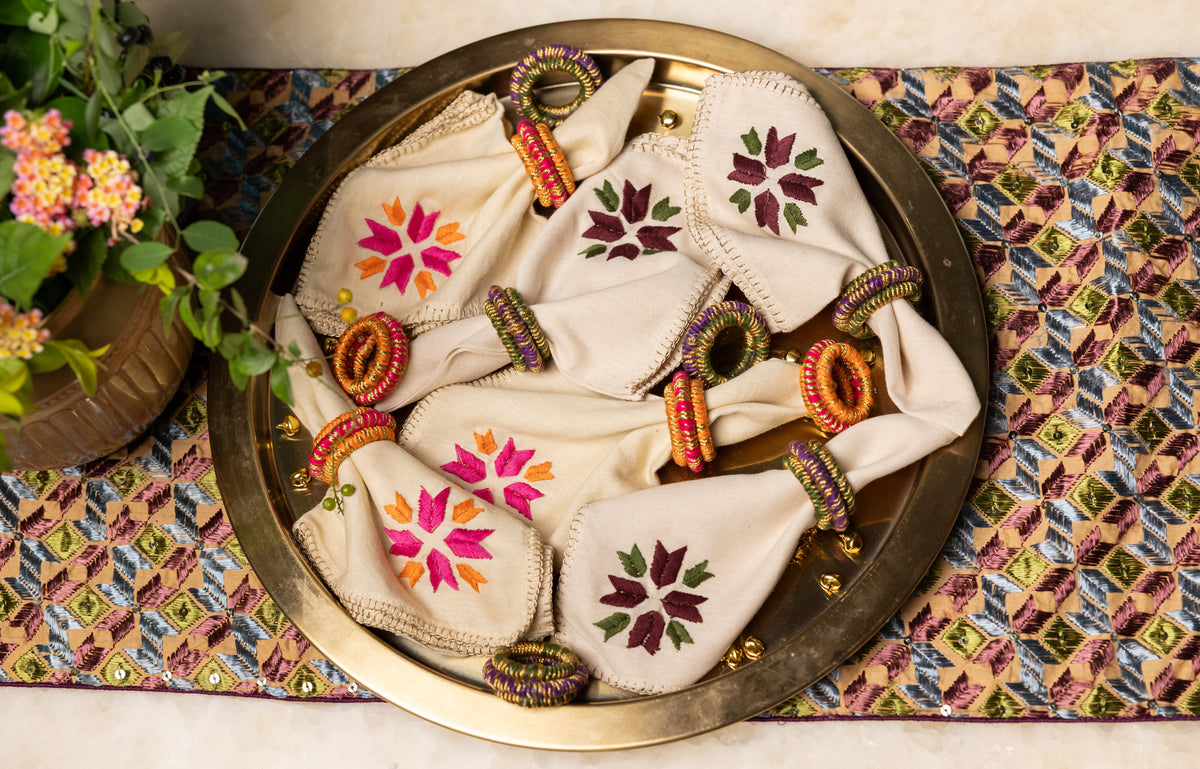 Orange-Pink Napkin Rings (Set of 6)