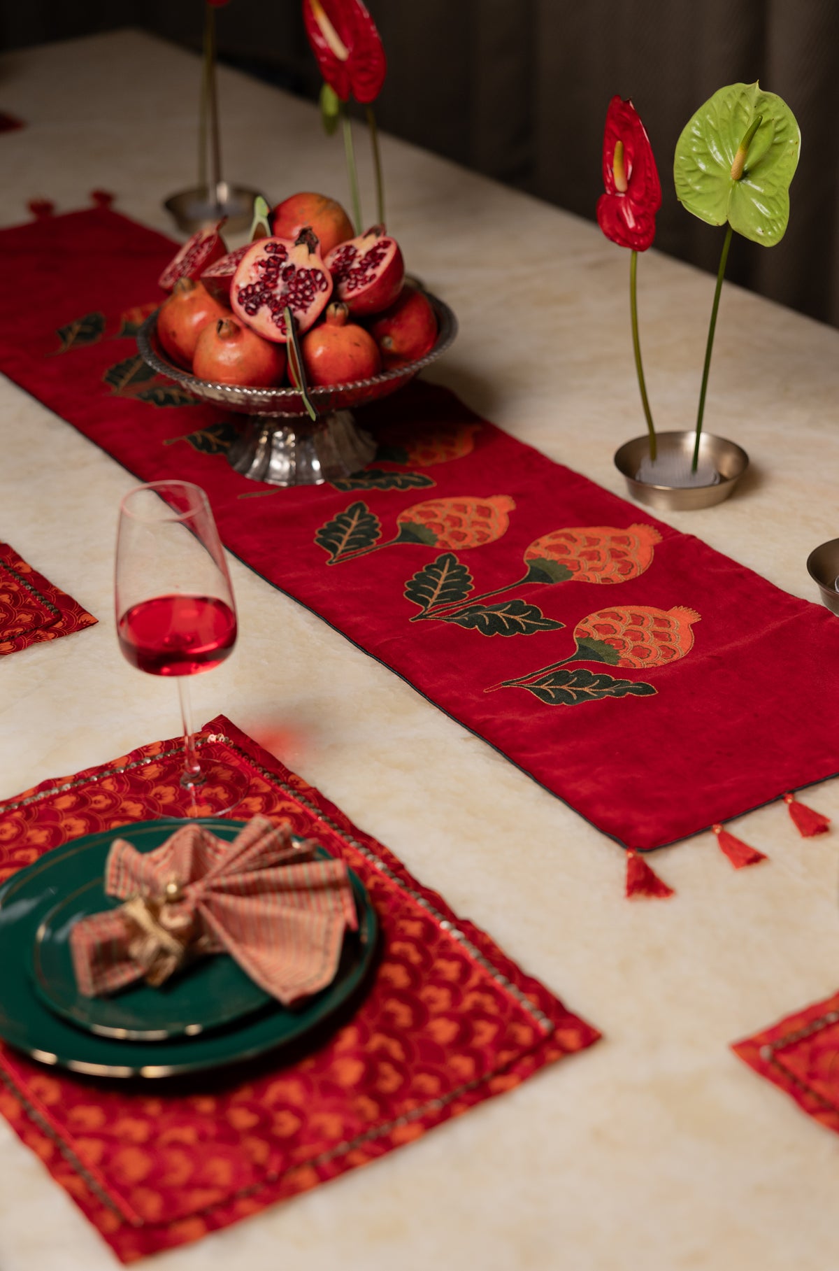 Red Anar Velvet Runner
